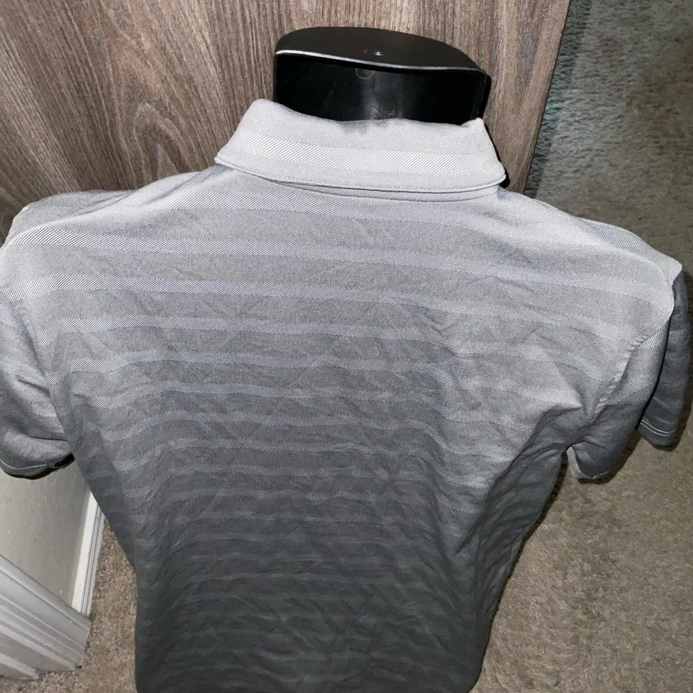 Men’s used Grey striped polo shirt size M medium Boile - Picture 3 of 3